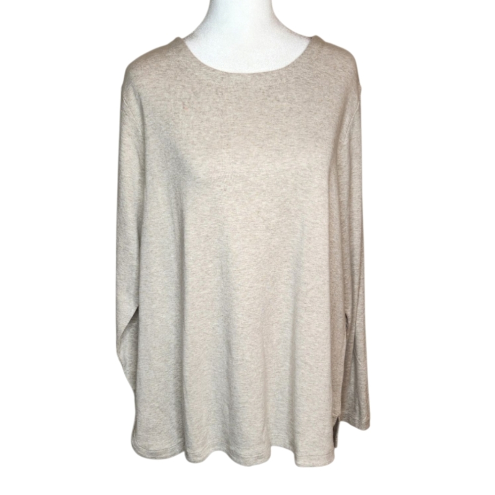 NEW J Jill Flax Heather Pima Cotton Long Sleeve Top Size XL